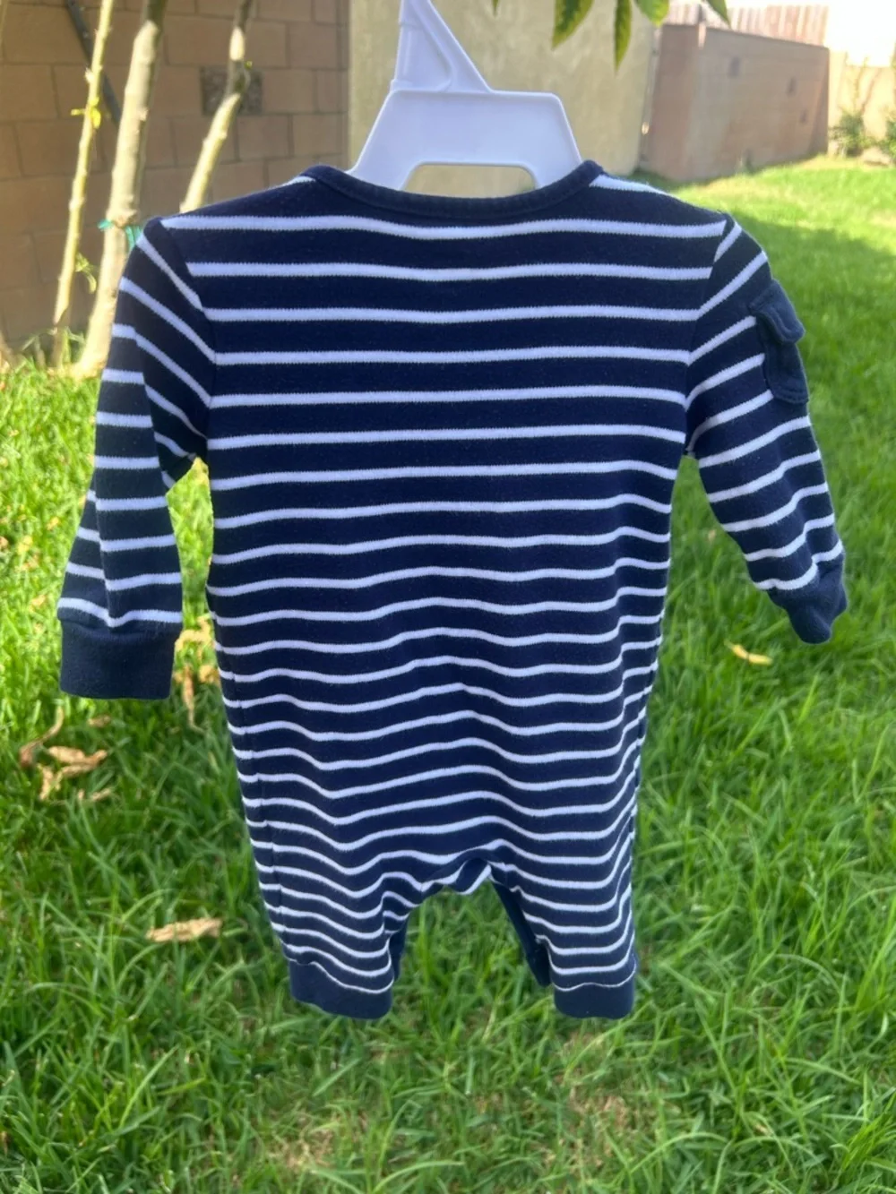 Ralph Lauren Navy & White Striped Baby Footie